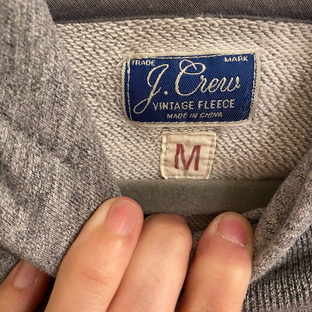 J.CREW VINTAGE FLEECE HOODED SWEATSHIRT SZ MEDIUM SOFT GRAY HOODIE THICK & WARM - Picture 7 of 15